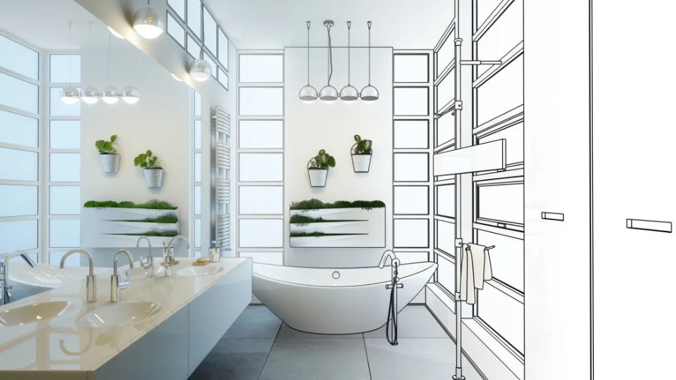 bathroom facelift plan in white tones